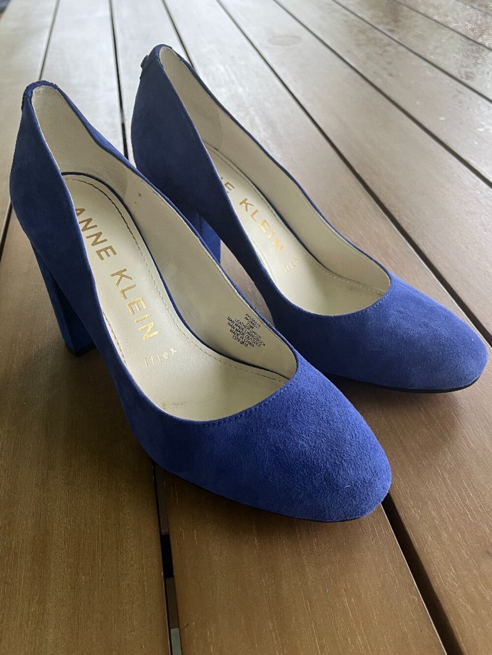 Anne Klein Aklonnie Block Heel Shoes • Size 7.5 • Blue